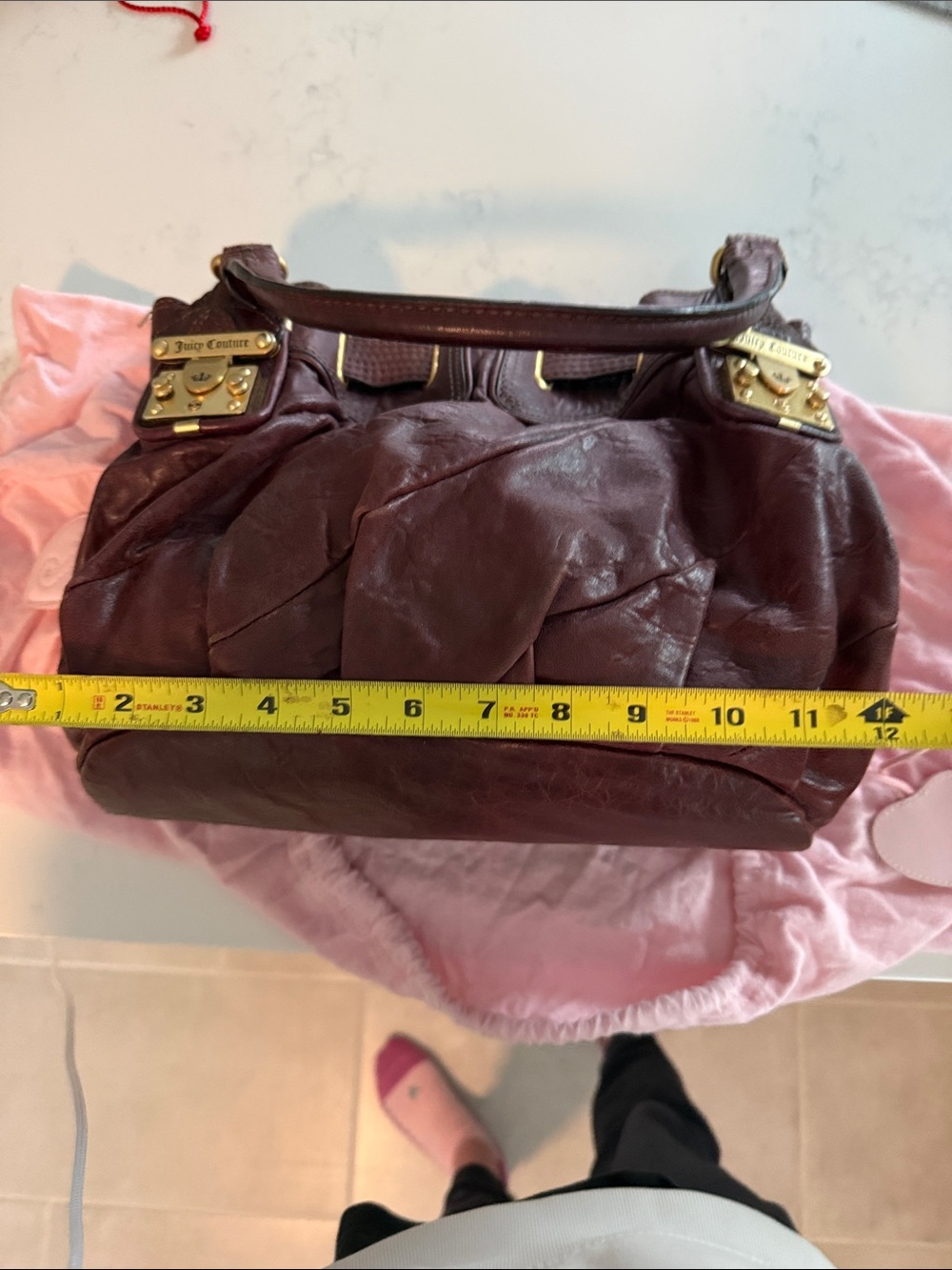 Juicy Couture burgundy Quilted Leather Shoulder Bag with Gold Hardware - Picture 7 of 9